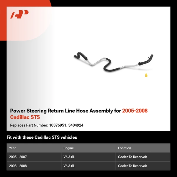 Power Steering Return Line Hose Assembly for 2005-2008 Cadillac STS