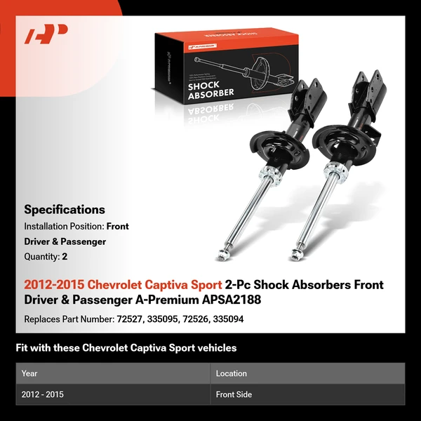 2012-2015 Chevrolet Captiva Sport 2-Pc Shock Absorbers Front Driver & Passenger A-Premium APSA2188