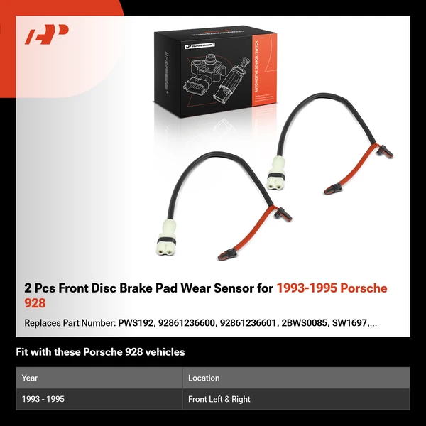 2 Pcs Front Disc Brake Pad Wear Sensor for 1993-1995 Porsche 928