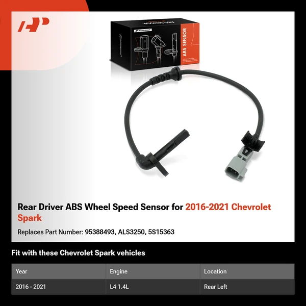 Rear Driver ABS Wheel Speed Sensor for 2016-2021 Chevrolet Spark