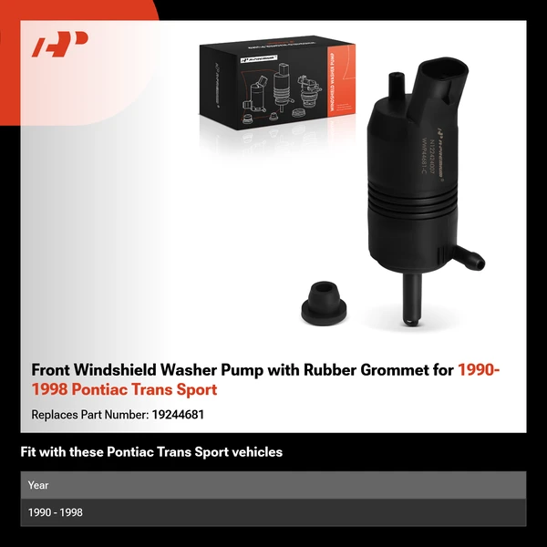 Front Windshield Washer Pump with Rubber Grommet for 1990-1998 Pontiac Trans Sport