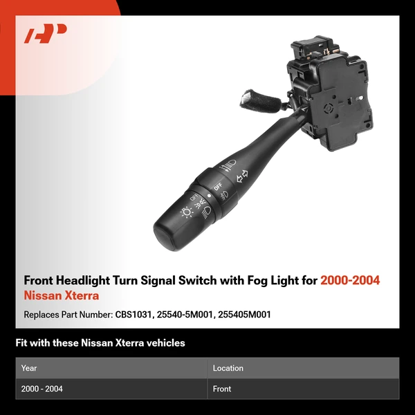 Front Headlight Turn Signal Switch with Fog Light for 2000-2004 Nissan Xterra