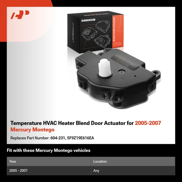 Temperature HVAC Heater Blend Door Actuator for 2005-2007 Mercury Montego