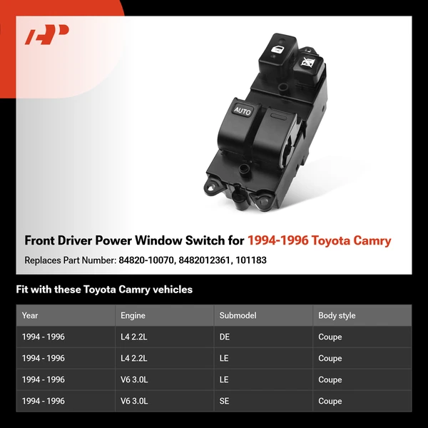 Front Driver Power Window Switch for 1994-1996 Toyota Camry