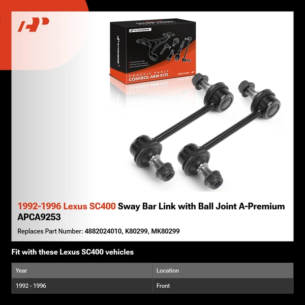 1992-1996 Lexus SC400 Sway Bar Link with Ball Joint A-Premium APCA9253