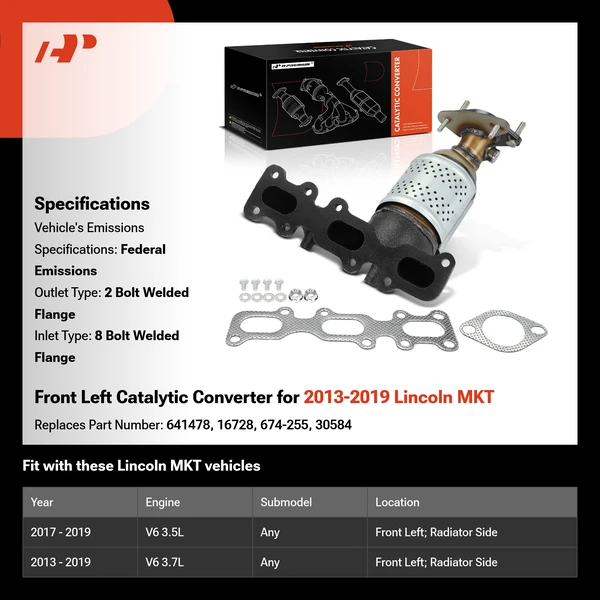 Front Left Catalytic Converter for 2013-2019 Lincoln MKT