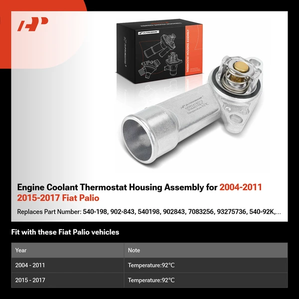 Engine Coolant Thermostat Housing Assembly for 2004-2011 2015-2017 Fiat Palio