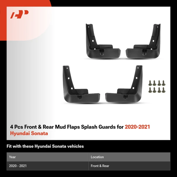 4 Pcs Front & Rear Mud Flaps Splash Guards for 2020-2021 Hyundai Sonata