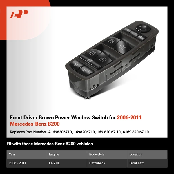 Front Driver Brown Power Window Switch for 2006-2011 Mercedes-Benz B200