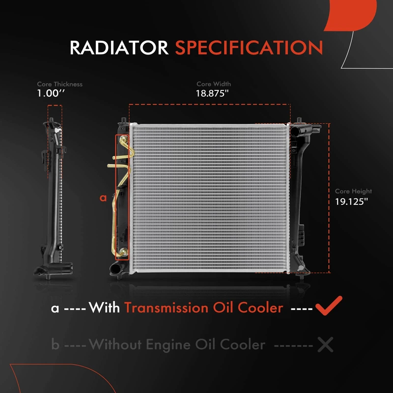 Aluminum Radiator with Transmission Oil Cooler for Kia Sportage 2017-2021 L4 2.0L FWD