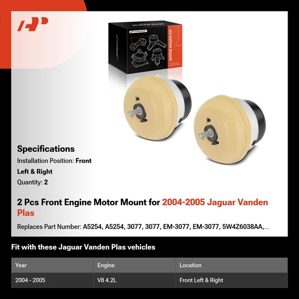 2 Pcs Front Engine Motor Mount for 2004-2005 Jaguar Vanden Plas