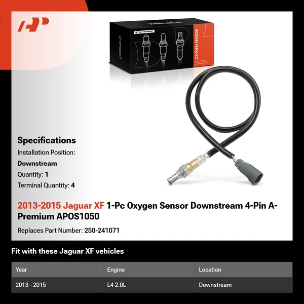 2013-2015 Jaguar XF 1-Pc Oxygen Sensor Downstream 4-Pin A-Premium APOS1050