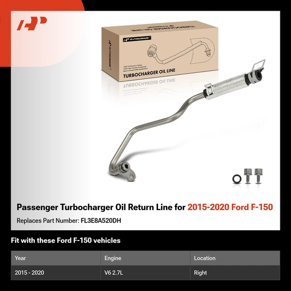 Passenger Turbocharger Oil Return Line for 2015-2020 Ford F-150