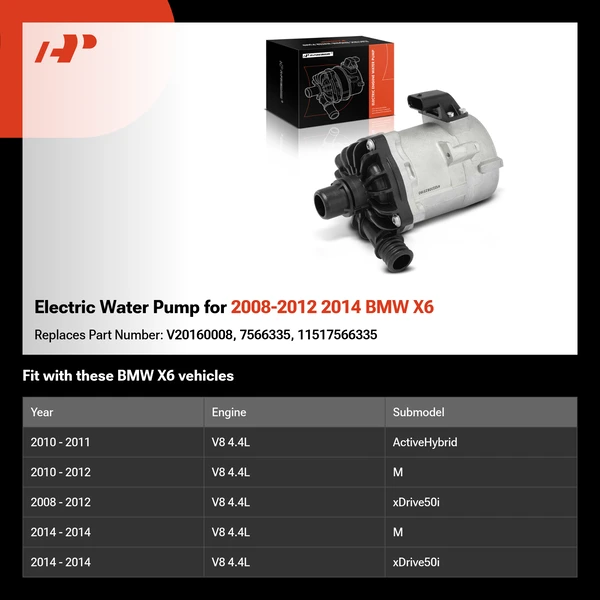 Electric Water Pump for 2008-2012 2014 BMW X6
