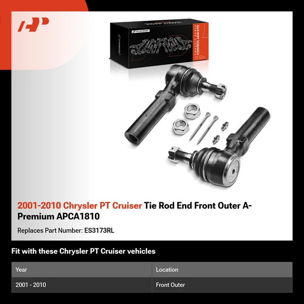 2001-2010 Chrysler PT Cruiser Tie Rod End Front Outer A-Premium APCA1810
