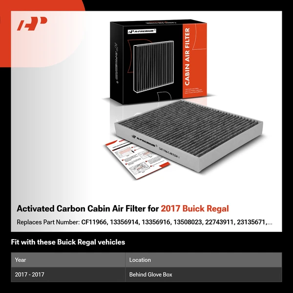 Activated Carbon Cabin Air Filter for 2017 Buick Regal