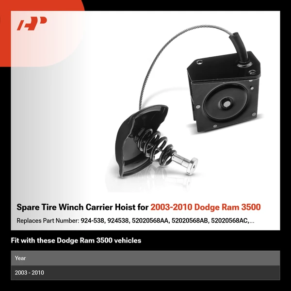 Spare Tire Winch Carrier Hoist for 2003-2010 Dodge Ram 3500