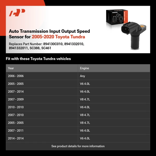 Auto Transmission Input Output Speed Sensor for 2005-2019 Toyota Tundra