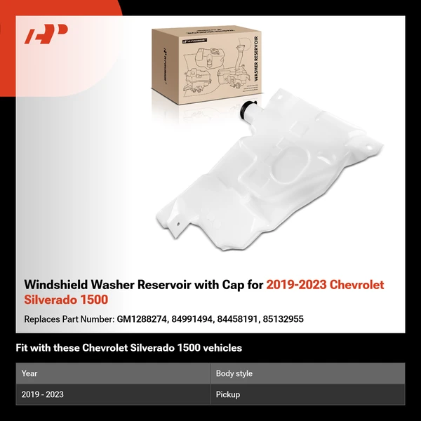 Windshield Washer Reservoir with Cap for 2019-2023 Chevrolet Silverado 1500