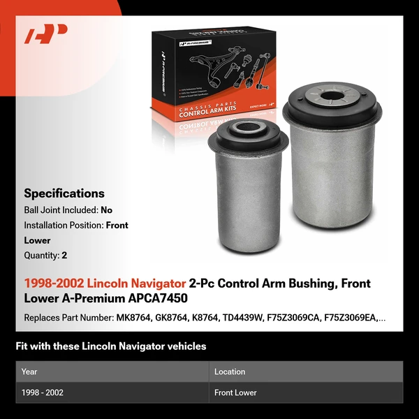 1998-2002 Lincoln Navigator 2-Pc Control Arm Bushing, Front Lower A-Premium APCA7450