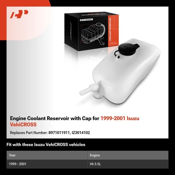 Engine Coolant Reservoir with Cap for 1999-2001 Isuzu VehiCROSS