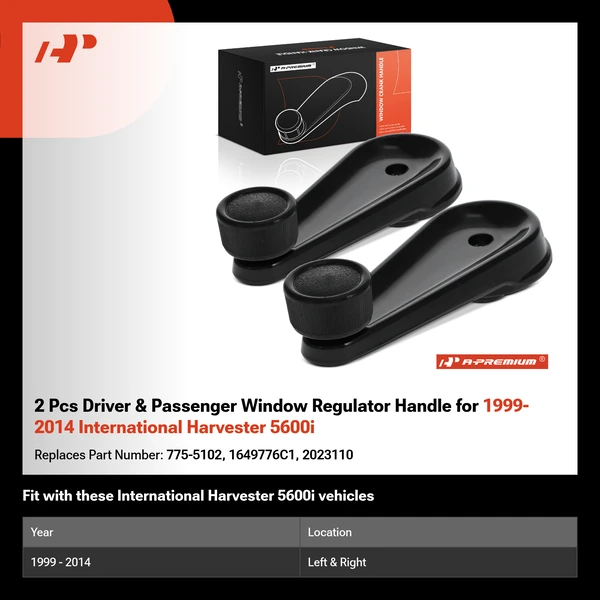 2 Pcs Driver & Passenger Window Regulator Handle for 1999-2014 International Harvester 5600i