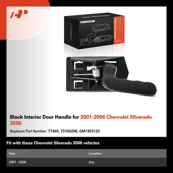 Black Interior Door Handle for 2001-2006 Chevrolet Silverado 3500