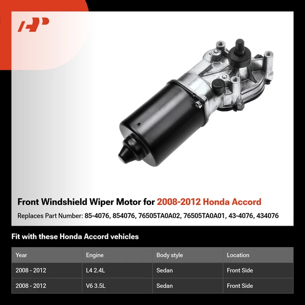 Front Windshield Wiper Motor for 2008-2012 Honda Accord