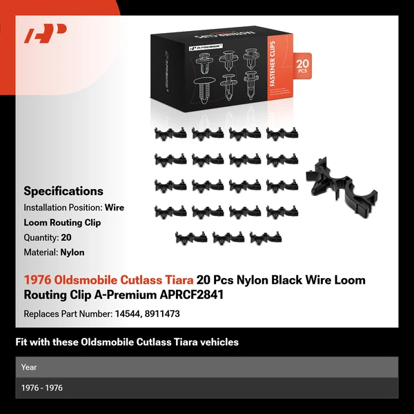 1976 Oldsmobile Cutlass Tiara 20 Pcs Nylon Black Wire Loom Routing Clip A-Premium APRCF2841