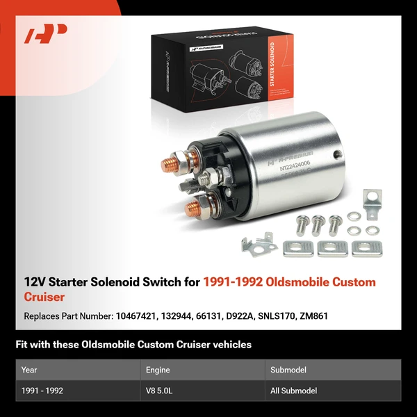 12V Starter Solenoid Switch for 1991-1992 Oldsmobile Custom Cruiser