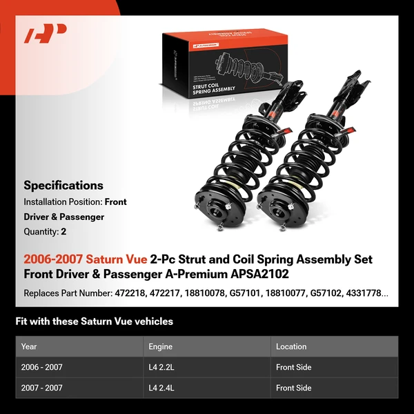 2006-2007 Saturn Vue 2-Pc Strut and Coil Spring Assembly Set Front Driver & Passenger A-Premium APSA2102