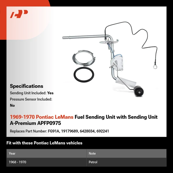 1969-1970 Pontiac LeMans Fuel Sending Unit with Sending Unit A-Premium APFP0975