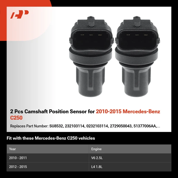 2 Pcs Camshaft Position Sensor for 2010-2015 Mercedes-Benz C250