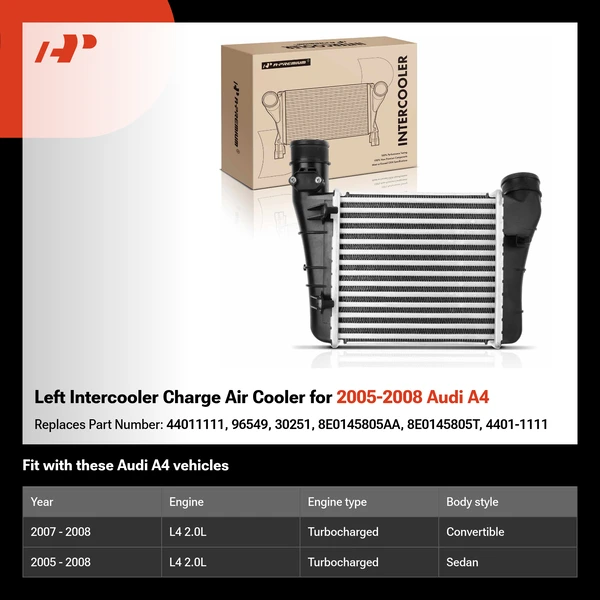 Left Intercooler Charge Air Cooler for 2005-2008 Audi A4