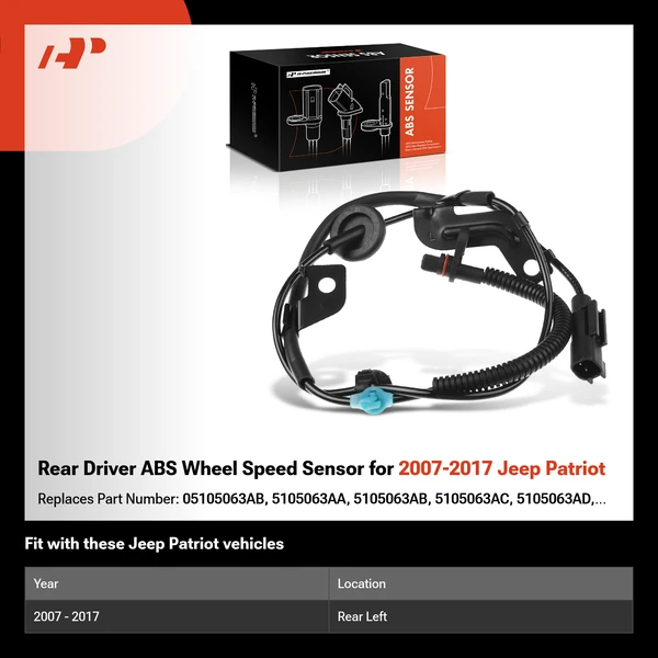 Rear Driver ABS Wheel Speed Sensor for 2007-2017 Jeep Patriot