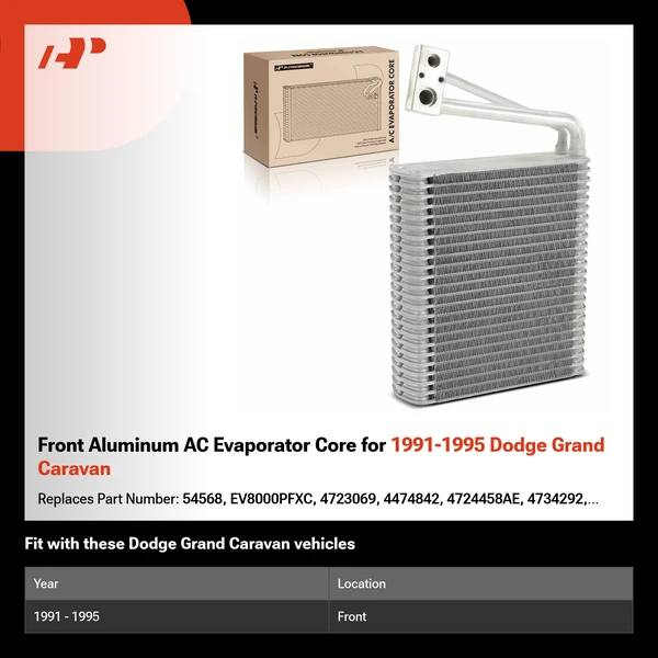 Front Aluminum AC Evaporator Core for 1991-1995 Dodge Grand Caravan