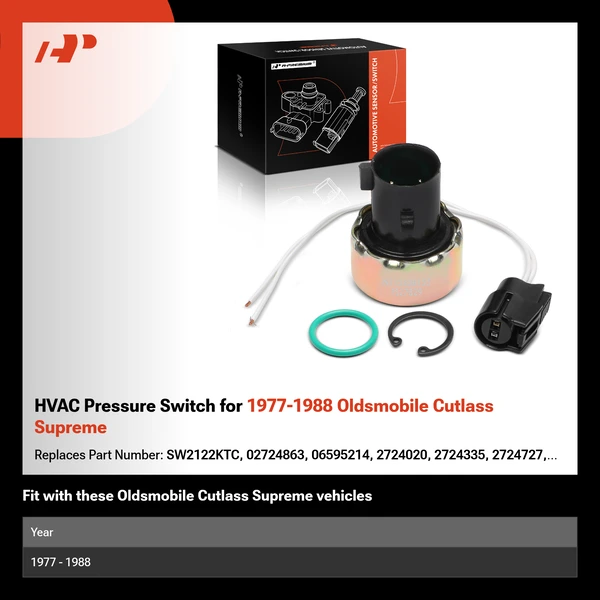 HVAC Pressure Switch for 1977-1988 Oldsmobile Cutlass Supreme