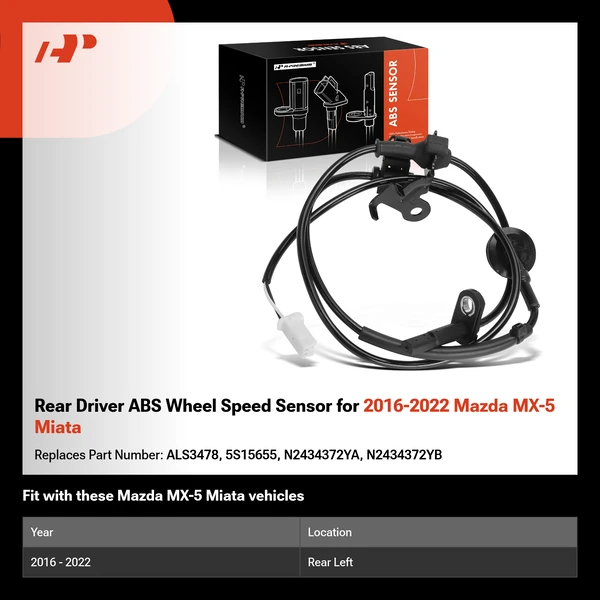 Rear Driver ABS Wheel Speed Sensor for 2016-2022 Mazda MX-5 Miata