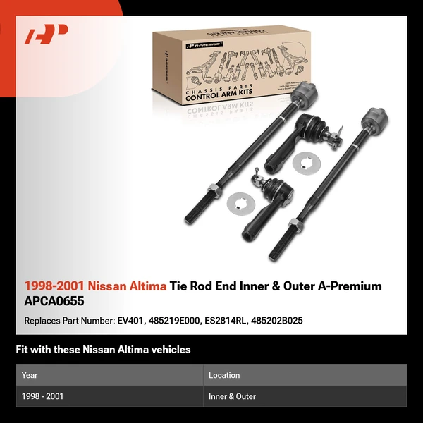 1998-2001 Nissan Altima Tie Rod End Inner & Outer A-Premium APCA0655