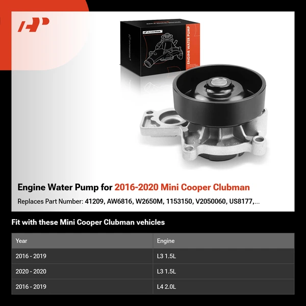 Engine Water Pump for 2016-2020 Mini Cooper Clubman