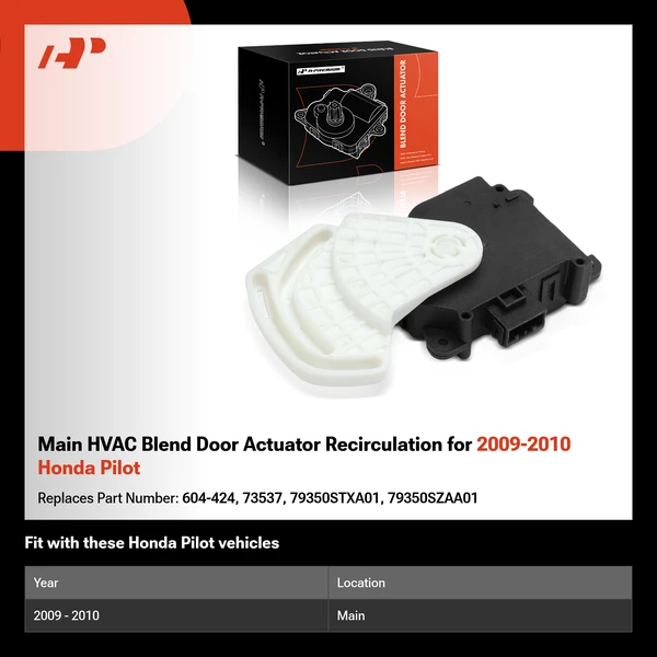Main HVAC Blend Door Actuator Recirculation for 2009-2010 Honda Pilot