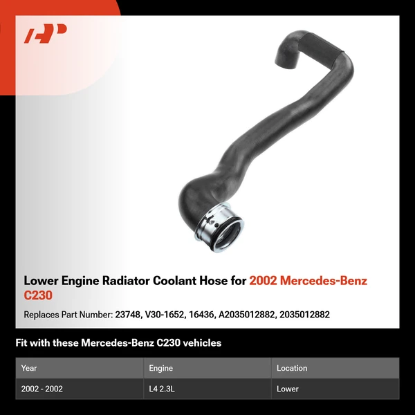 Lower Engine Radiator Coolant Hose for 2002 Mercedes-Benz C230