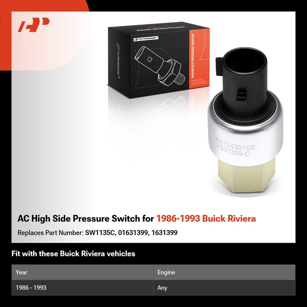 AC High Side Pressure Switch for 1986-1993 Buick Riviera