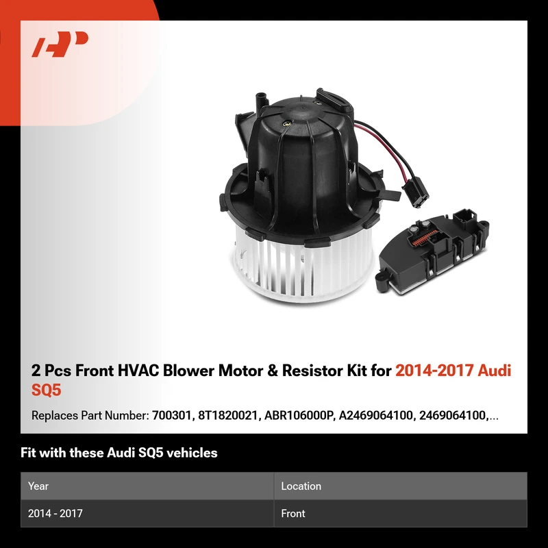 2 Pcs Front HVAC Blower Motor & Resistor Kit for 2014-2017 Audi SQ5