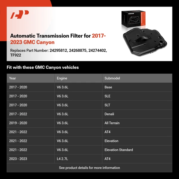 Automatic Transmission Filter for 2017-2023 GMC Canyon