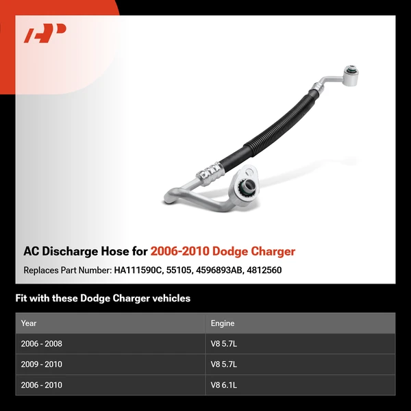 AC Discharge Hose for 2006-2010 Dodge Charger