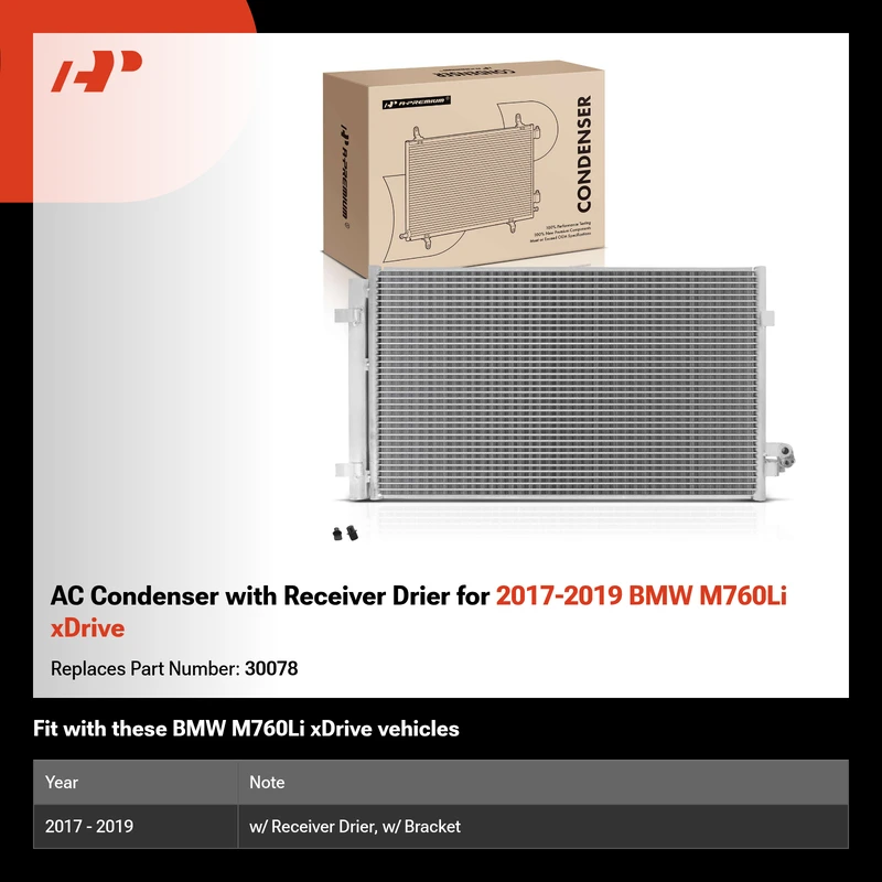 AC Condenser with Receiver Drier for 2017-2019 BMW M760Li xDrive
