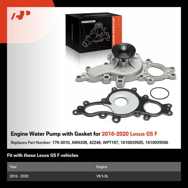 Engine Water Pump with Gasket for 2016-2020 Lexus GS F