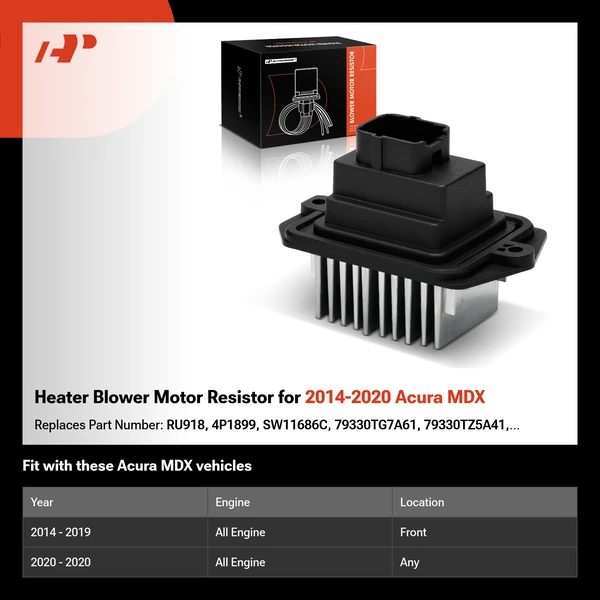 Heater Blower Motor Resistor for 2014-2020 Acura MDX