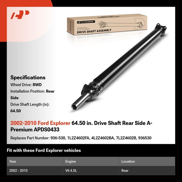 2002-2010 Ford Explorer 64.50 in. Drive Shaft Rear Side A-Premium APDS0433